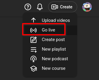 YouTube's "Go Live" button
