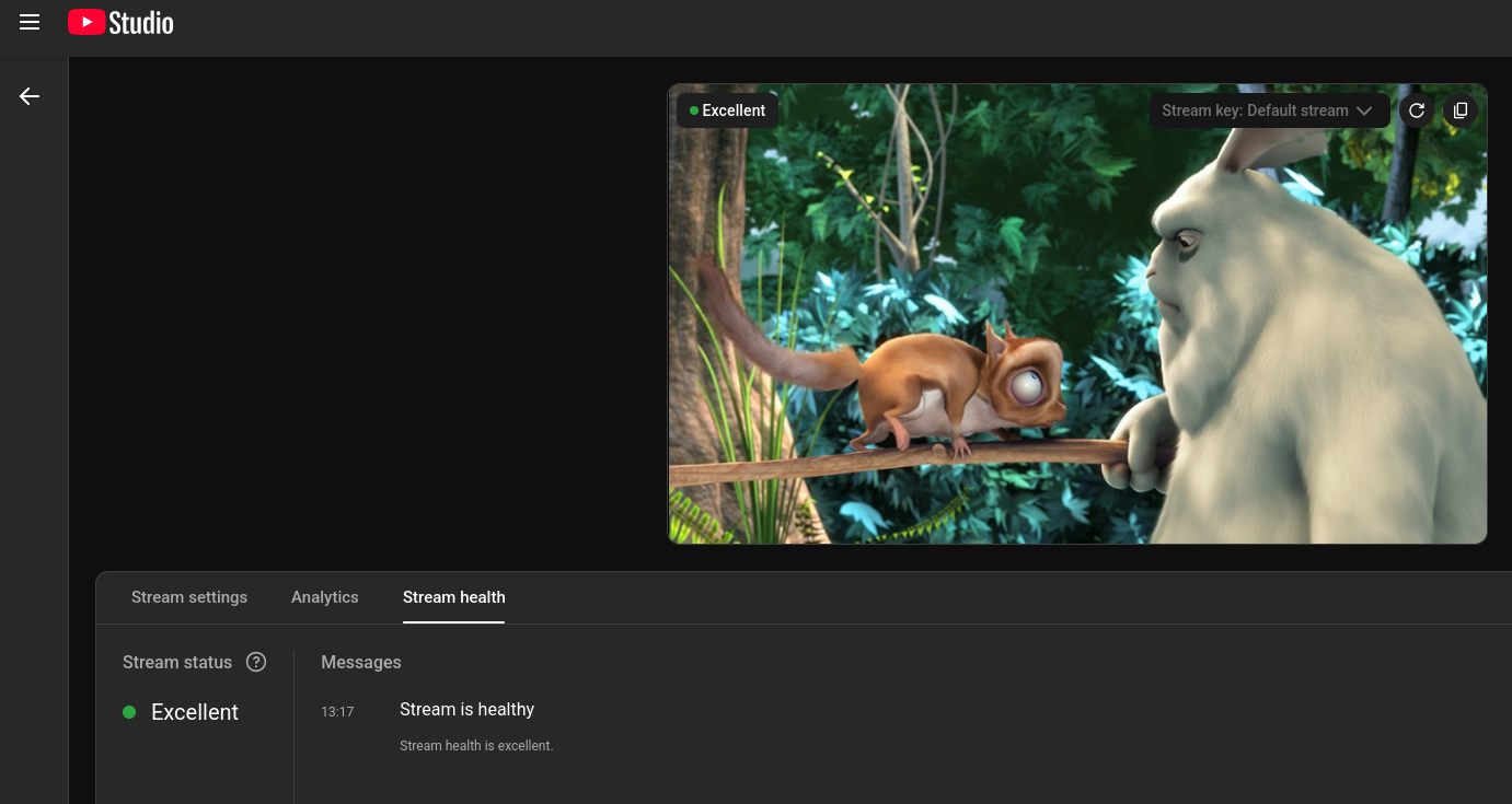 A livestream on YouTube