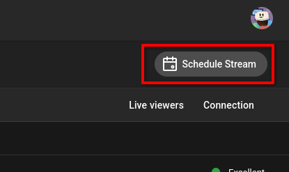 YouTube "Schedule" button