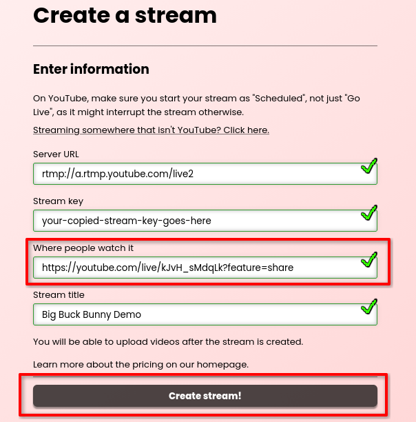 Creating the stream on Runnel