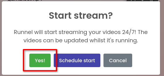 A selection menu with a "Yes!" option